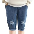 thumbnail image 1 of LZHGirlshop Big Boys' Jeans Pull-On Soft Denim Pants Solid Color with Pocket Stretch Waist Casual Wear School Pants,Blue B,3-4T, 1 of 6