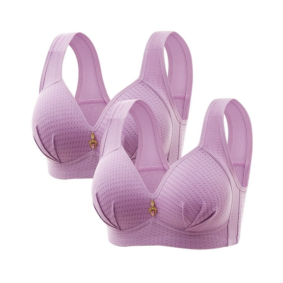 LZHGirlshop Bras for Women,Women's Bra Wire Free Underwear OnePiece Bra Everyday Comfortable Breathable Underwear Bras2PC Purple36