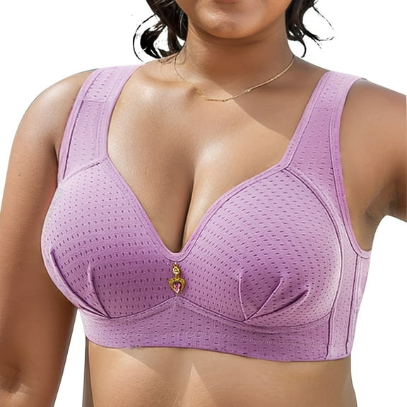 LZHGirlshop Bras for Women,Women's Bra Wire Free Underwear OnePiece Bra Everyday Comfortable Breathable Underwear BrasPurple46