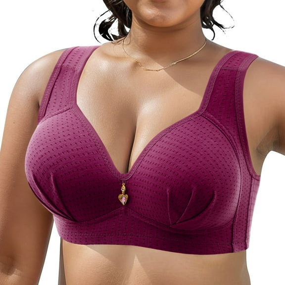 LZHGirlshop Bras for Women,Women's Bra Wire Free Underwear OnePiece Bra Everyday Comfortable Breathable Underwear BrasWine42