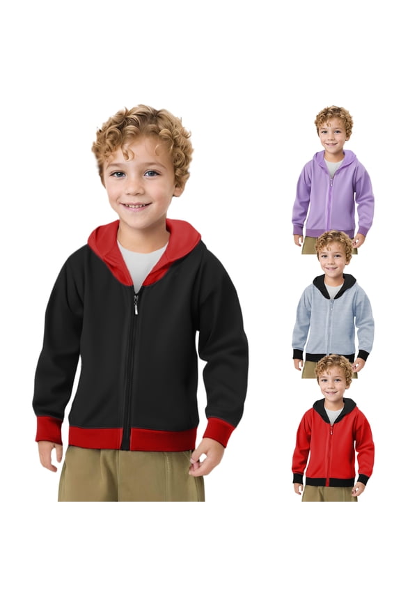Hoodies for Boy and Girls Casual Long Sleeve Solid Hooded kids Sweatshirts with Pockets Full Zip Active Jacket,Red,Red 15