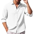 thumbnail image 1 of LZHGirlshop Men's Button Down Long Sleeve Shirt Casual Untucked Dress Shirt Regular Fit Wedding Shirts with Pocket,White,3XL, 1 of 7