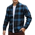thumbnail image 1 of LZHGirlshop Men's Plaid Long Sleeve Shirts Button Down Shirt Casual Cotton Collared Shirt Jacket with Pockets,Blue,XL, 1 of 7