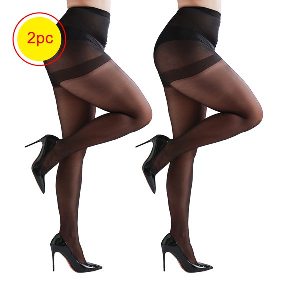 LZHGirlshop Plus Size Pantyhose for Women Sexy Women's Sheer Pantyhose Ultra-Thin Anti-Snag Tights 2 Pack,Black,3XL