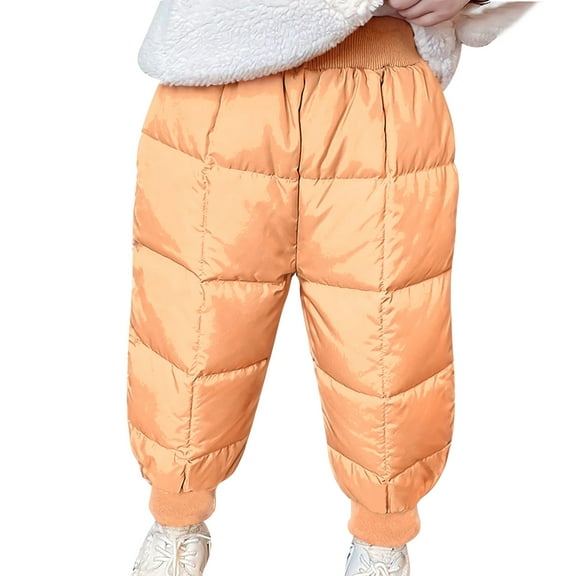 LZHGirlshop Toddler Baby Boys Girls Trousers Cold Can Open Crotch Waist Protection Pants Kids High Waist Solid Color with Pocket Cotton Pants,Orange,18-24M