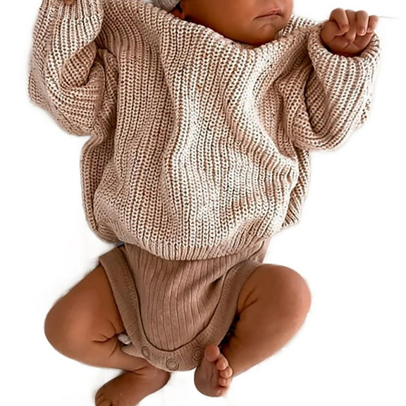 LZHGirlshop Toddler Baby Girl Knit Sweaters Casual Solid Color Oversized Long Sleeve Pullover Top Newborn Infant Cute Fall Winter Clothes,Yellow, 8-9