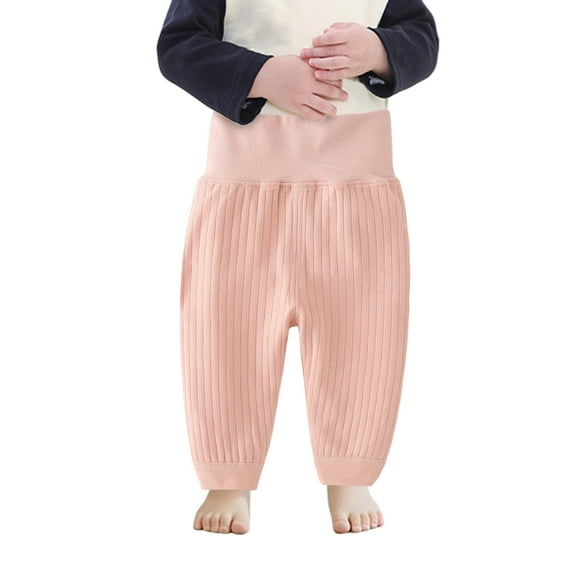 LZHGirlshop Toddler Girl Pants Baby Girl Solid Color Ribbed Pants Kids Bottoms Leggings Newborn Cotton High Waist Elastic Jogger,Pink,3-4T