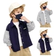 thumbnail image 1 of LZHGirlshop Trendy Striped T-Shirts for Baby Boys Long Sleeve Lapel Collar Button with Pocket Tops Autumn Cotton Shirts,Gray,5T, 1 of 8