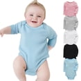 thumbnail image 1 of LZHGirlshop Unisex Baby Boy Girl Rompers Bodysuit Casual Solid Color Long Sleeve with Button Jumpsuits Infants Clothes Outfits,Black,3M, 1 of 8