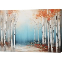 LZIMU White Birch Wall Art Abstract Trees Painting on Canvas Winter Forest Landscape Artwork Print for Bedroom Living Room Office Decor Framed (12.00" x 18.00")
