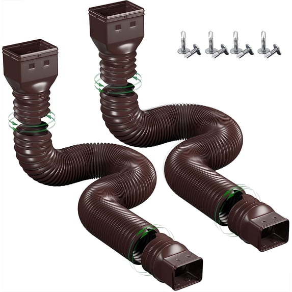 LZJZ 2 Pack Rain Gutter Downspout Extensions Flexible,Universal Drain Downspout Extender Drainage Connector 21"-60",Screws Included