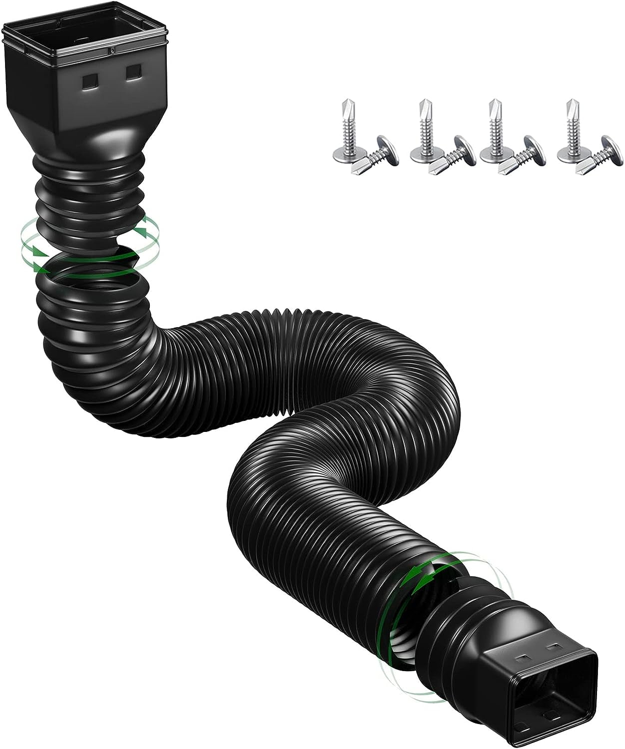 LZJZ Black Rain Gutter Downspout Extensions Flexible,Universal Drain