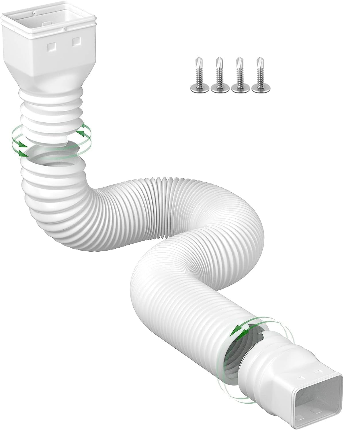 LZJZ White Rain Gutter Downspout Extensions Flexible,Universal Drain