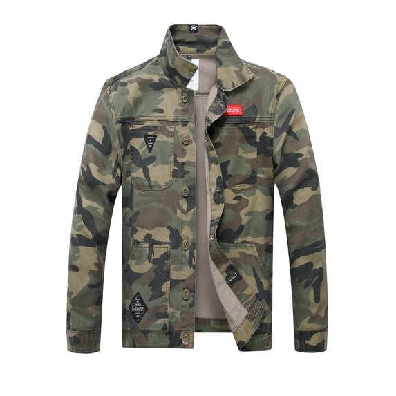 LZLER Casual Jean Jacket for Men Ripped Classic Denim Jacket