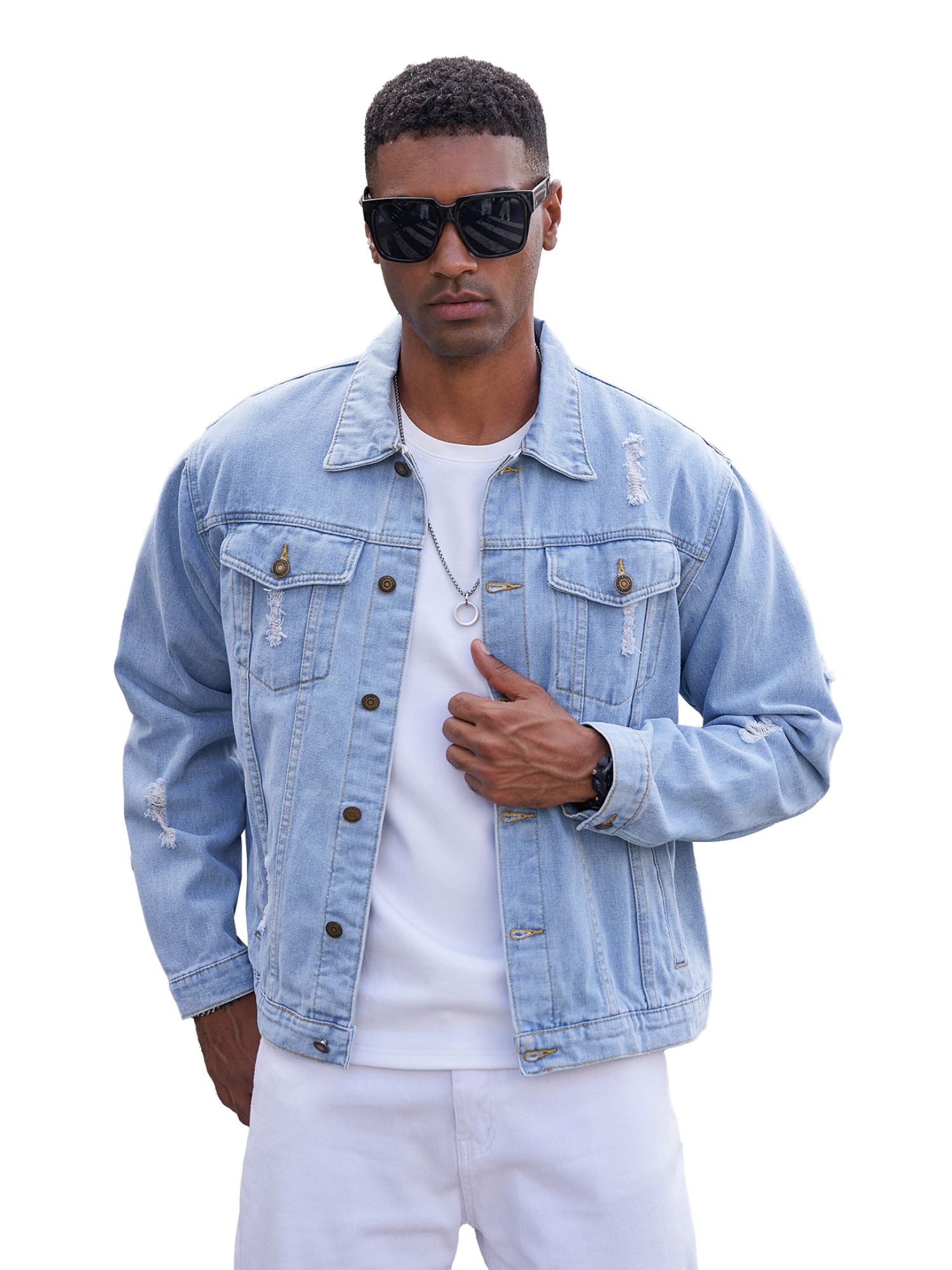 Free Shipping! LZLER Casual Jean Jacket for Men Ripped Free Shipping! LZLER Casual Jean Jacket for Men Ripped