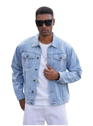 Mens jean jacket ripped store