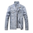 thumbnail image 1 of LZLER Classic Jean Jacket for Men Slim Denim Jacket with Hole, 1 of 6
