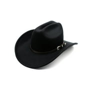 LZLER Fashion Western Cowboy Hat for Men Women Wide Brim Fedora Hat with Buckle Belt