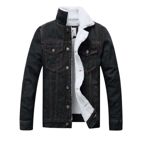 LZLER Fleece Jean Jacket for Men Heavyweight Winter Sherpa Denim Jacket