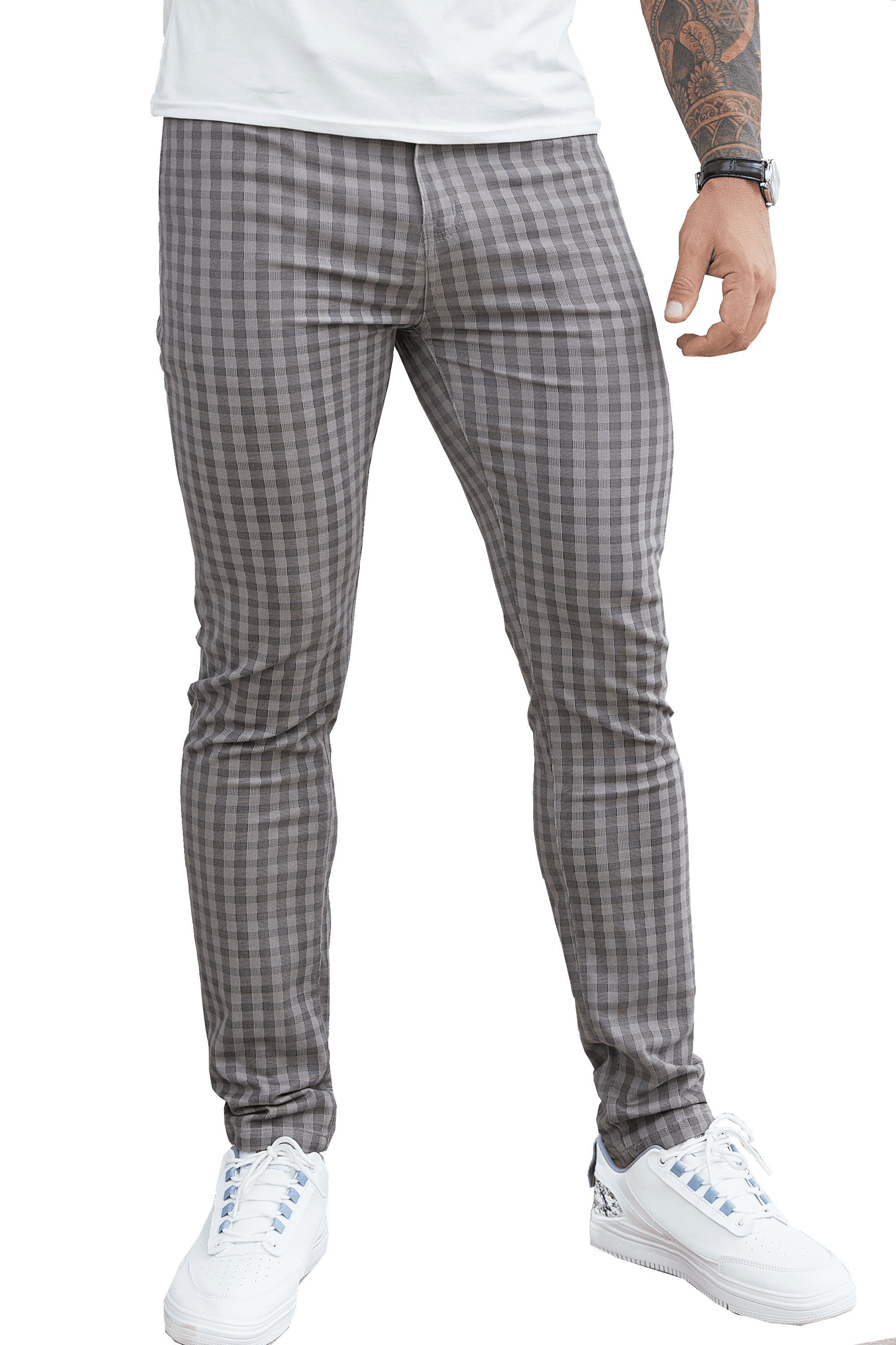 LZLER Men Casual Plaid Dress Pants FlatFront Stretch Chinos Dress