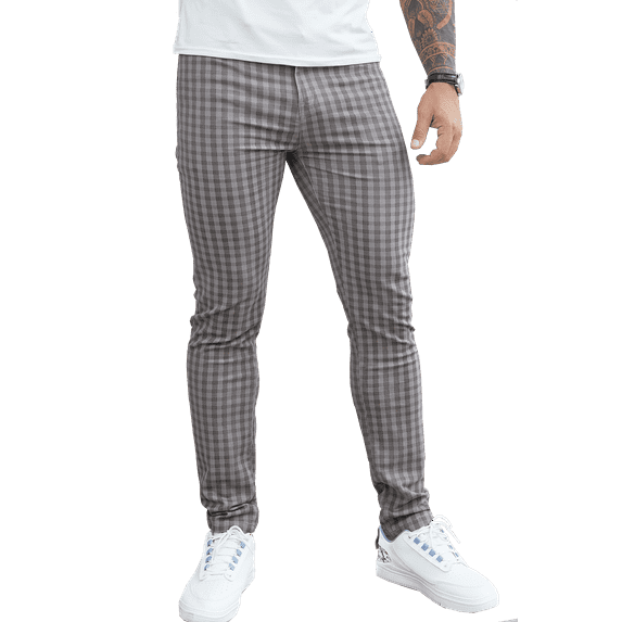 LZLER Men Dress Pants Plaid Casual Stretch Chinos Pant