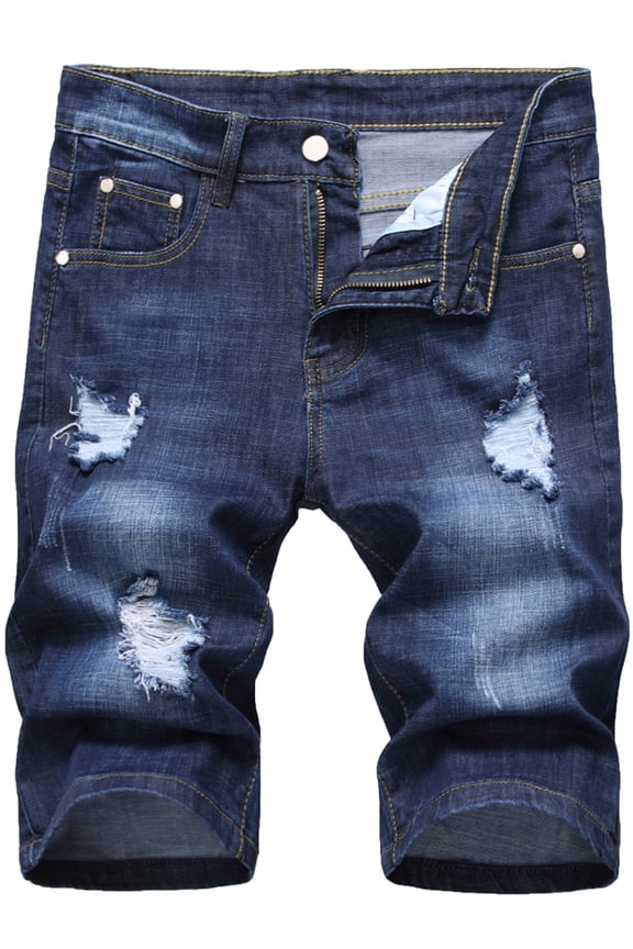 Men Summer Stretch Jean Shorts Slim Denim Shorts for Men with Hole