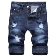 LZLER Men Summer Stretch Jean Shorts Slim Denim Shorts for Men with Hole