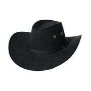 LZLER Men Women Western Cowboy Hat Wide Brim Sunshade Hat Men's Riding Hat with Strap