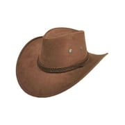 LZLER Men Women Western Cowboy Hat Wide Brim Sunshade Hat Men's Riding Hat with Strap