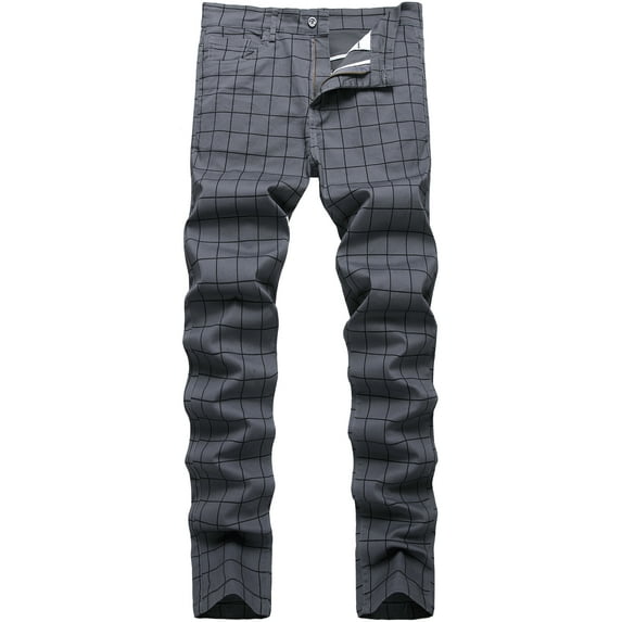 LZLER Men's Plaid Dress Pants Casual Stretch Chino Pant for Men