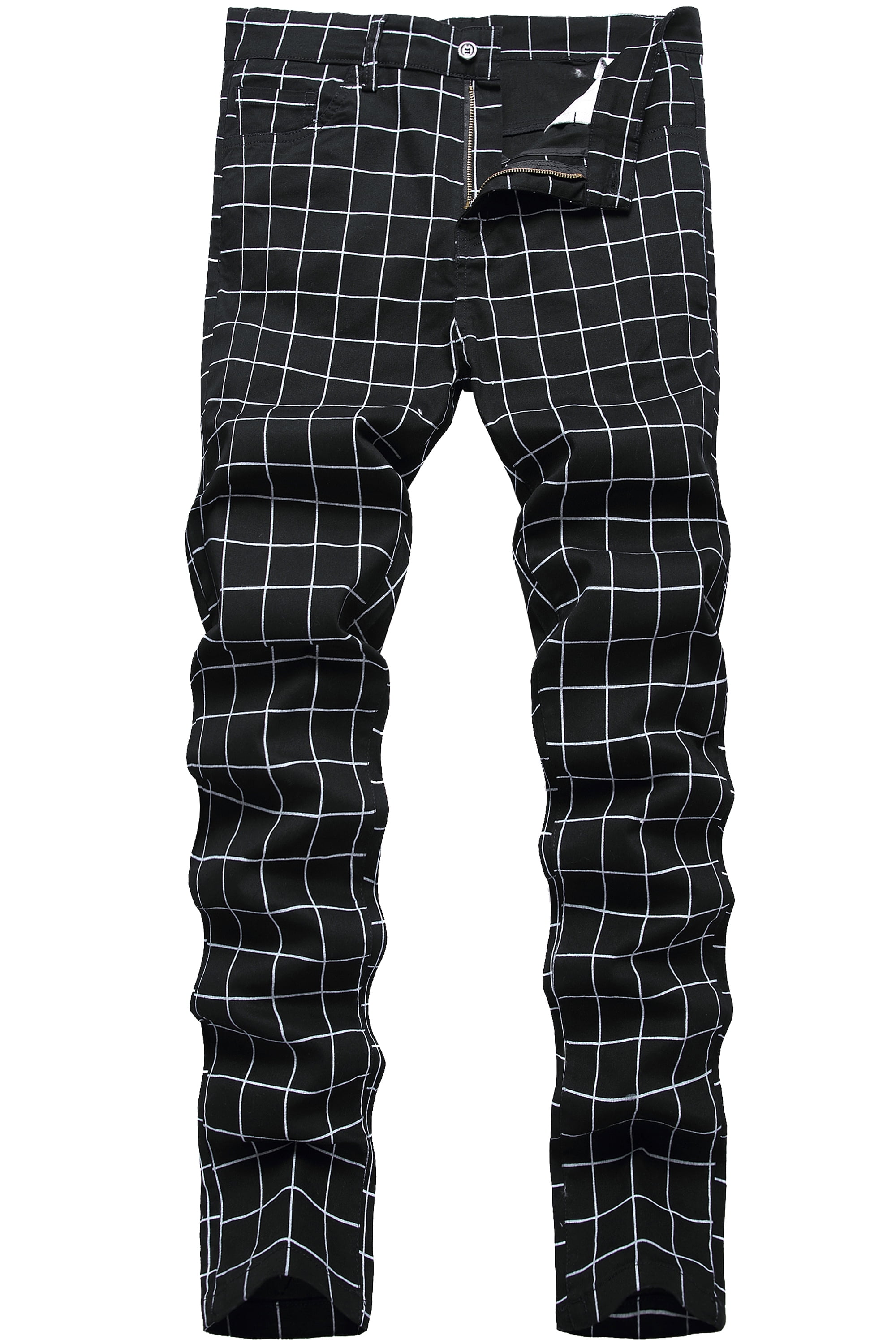 LZLER Men's Plaid Dress Pants Casual Stretch Chino Pant for Men ...