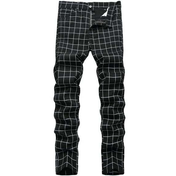 LZLER Men's Plaid Dress Pants Casual Stretch Chino Pant for Men