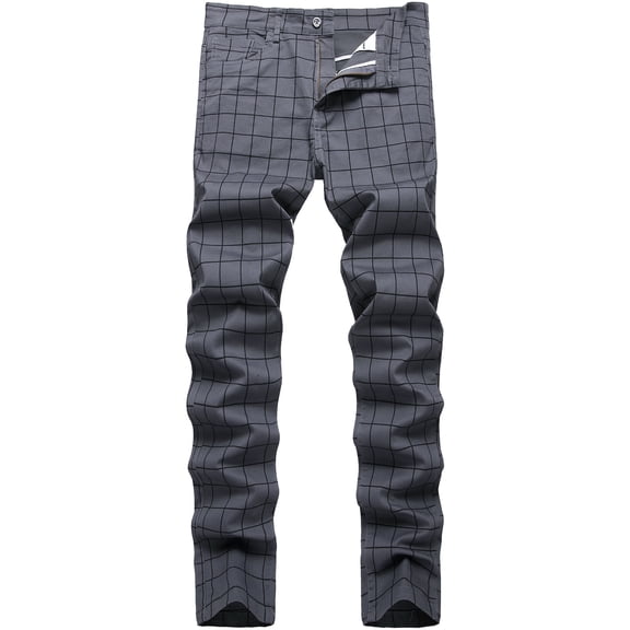 LZLER Men's Plaid Dress Pants Casual Stretch Chino Pant for Men