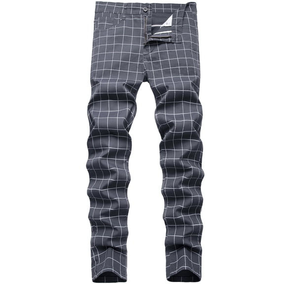 LZLER Men's Plaid Dress Pants Casual Stretch Chino Pant for Men