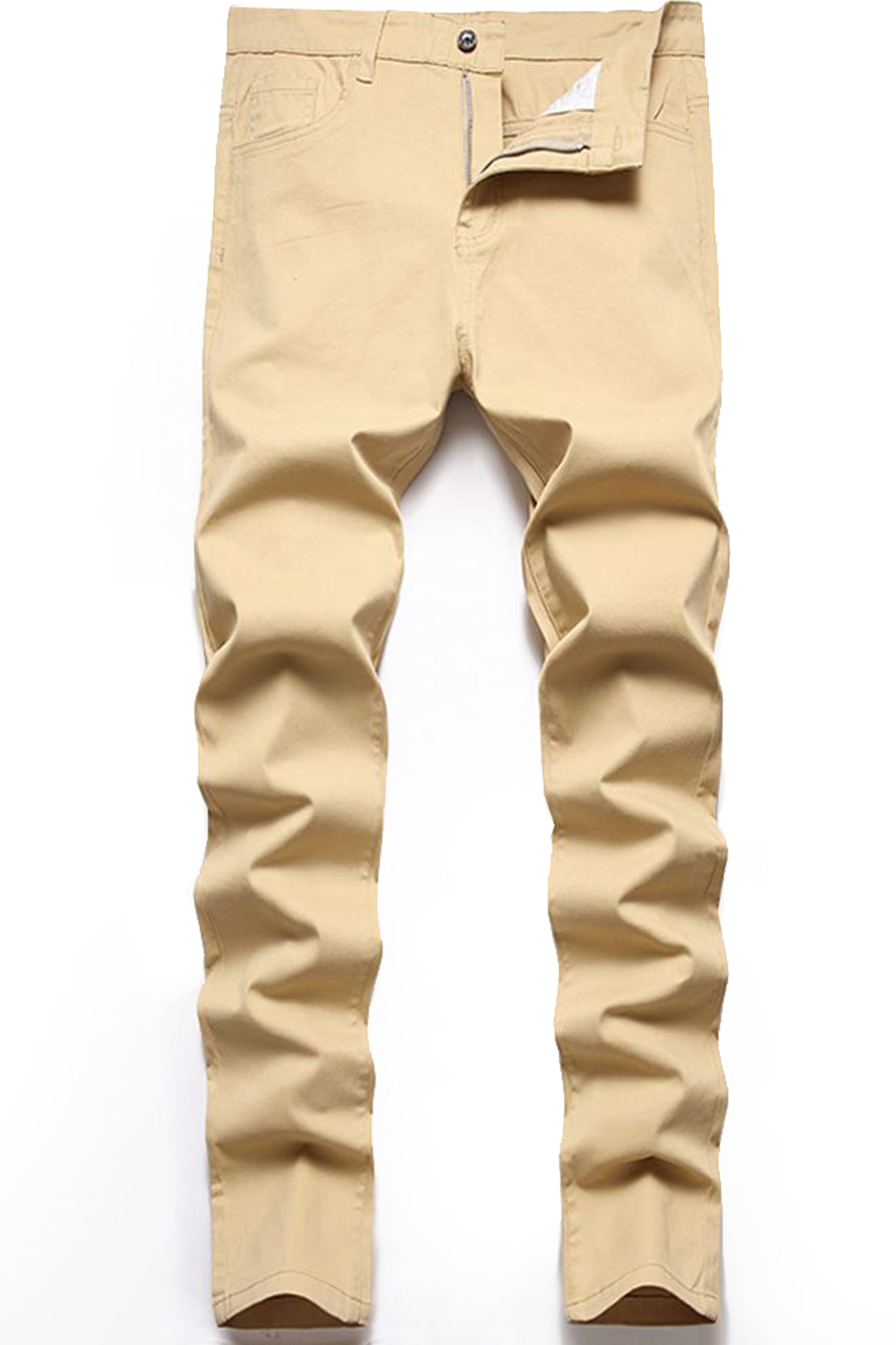 LZLER Mens Casual Chino Pants Stretch Slim Fit Flat Front Dress Pants ...