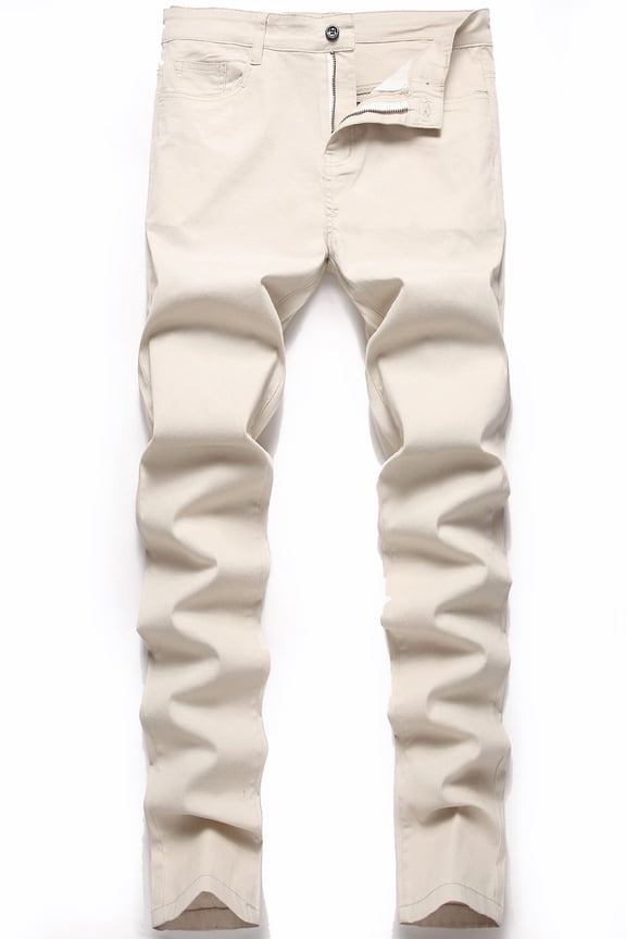 Mens Casual Chino Pants Stretch Slim Fit Flat Front Dress Pants