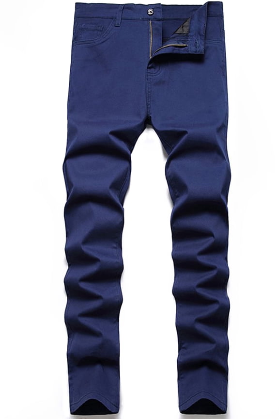Mens Casual Chino Pants Stretch Slim Fit Flat Front Dress Pants