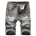 thumbnail image 1 of LZLER Mens Gray Denim Shorts Stretchy Ripped Jean Shorts for Men, 1 of 6