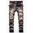 thumbnail image 1 of LZLER Mens Jeans Ripped Distressed Slim Embroidery Denim Jean Pants, 1 of 6