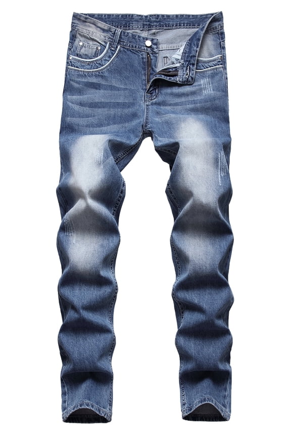 Mens Slim Jeans Distressed Fashion Straight Leg Jeans for Men