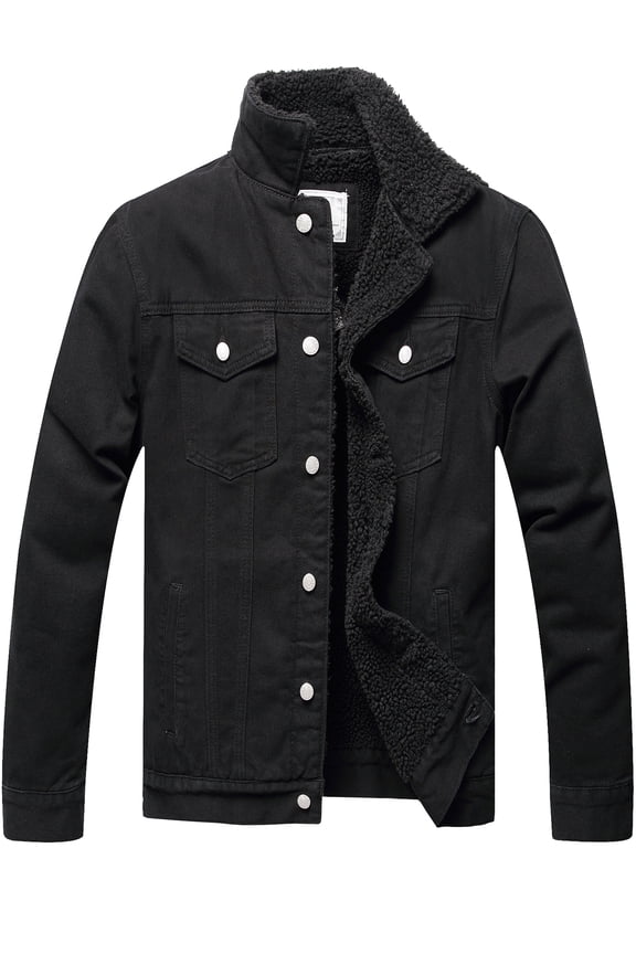 Mens Winter Jean Jacket Sherpa Lined Denim Jacket for Men