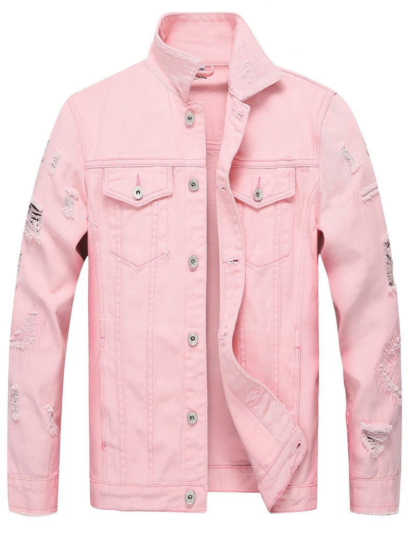 Jacket Men Walmart Pink Jean Jacket LZLER Ripped Jean Jacket For