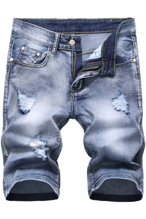 Ripped Jean Shorts Men Summer Stretch Men's Denim Shorts Pants