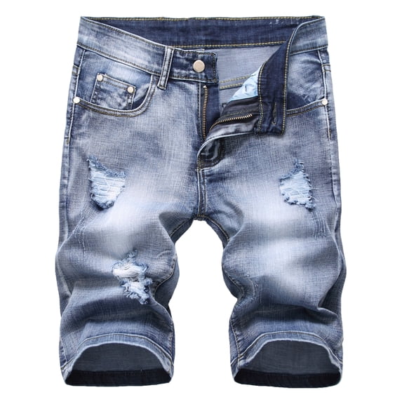 LZLER Ripped Jean Shorts Men Summer Stretch Men's Denim Shorts Pants