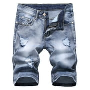 LZLER Ripped Jean Shorts Men Summer Stretch Mens Denim Shorts Pants