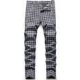 thumbnail image 1 of LZLER Slim Fit Plaid Dress Pants for Men Flat-Front Stretch Chino Pant, 1 of 6