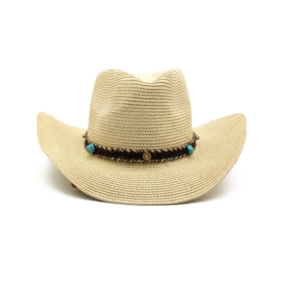 LZLER Straw Cowboy Hat for Women Men Woven Western Cowgirl Hat Sunshade Beach Hat