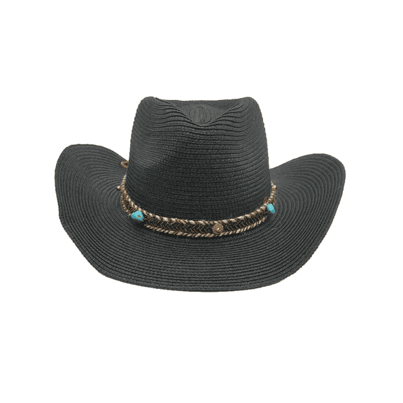 LZLER Straw Cowboy Hat for Women Men Woven Western Cowgirl Hat Sunshade Beach Hat