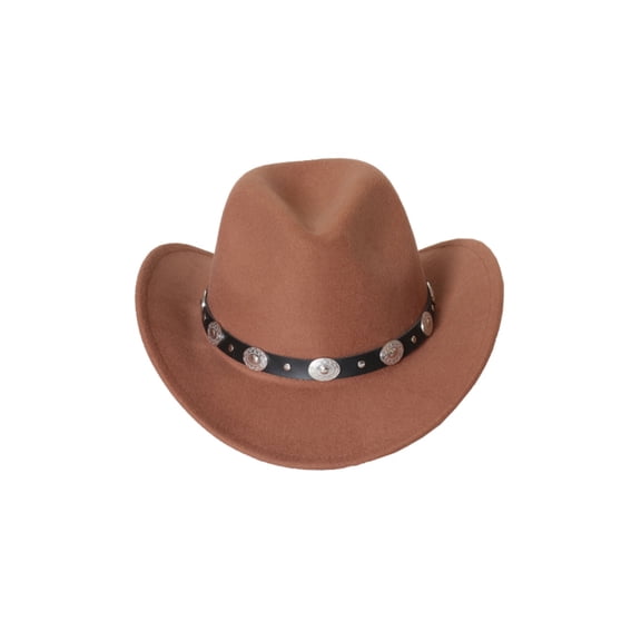 LZLER Western Cowboy Hat for Men Women Felt Wide Brim Cowgirl Hat with Strap