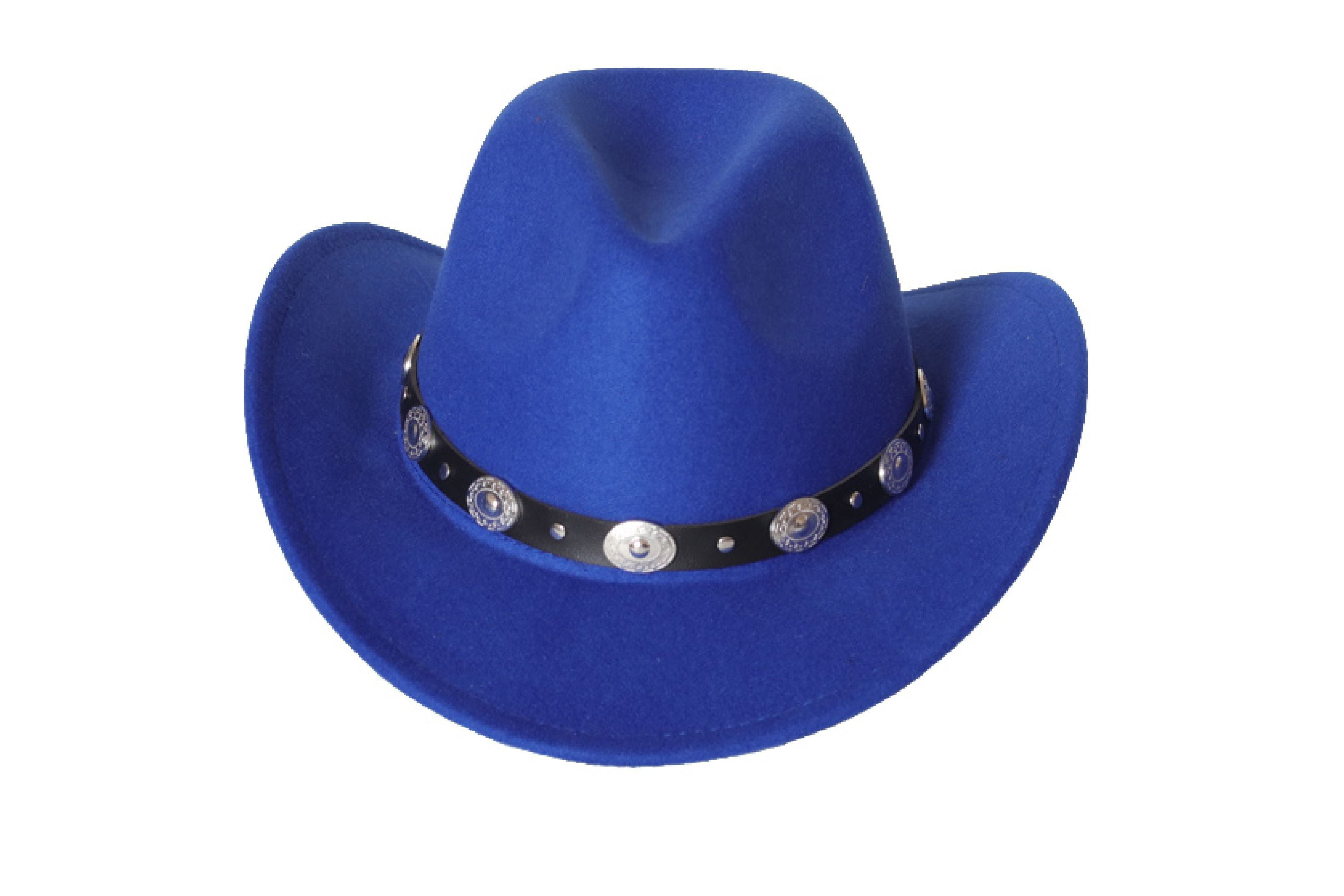 LZLER Western Cowboy Hat for Men Women Felt Wide Brim Cowgirl Hat with ...